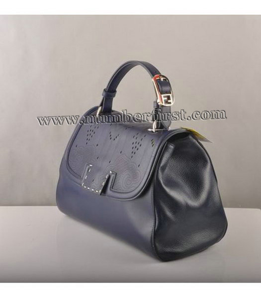 Fendi Flap Bag Blue Cow Leather-2