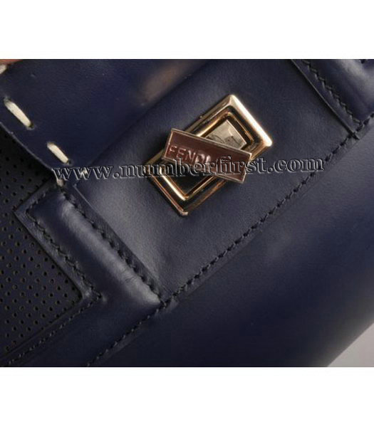 Fendi Flap Bag Blue Cow Leather-4
