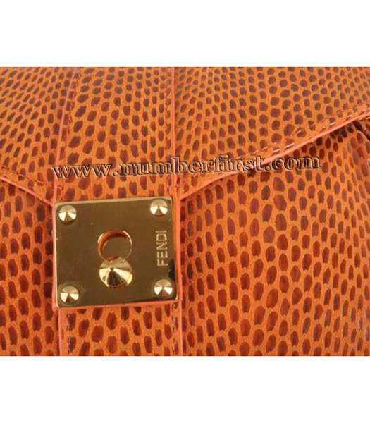 Fendi Flap Clutch Bag Snake Veins Leather Light Yellow-4