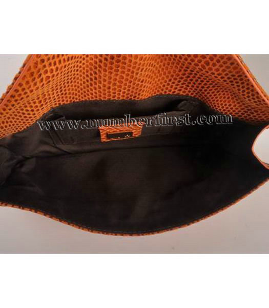 Fendi Flap Clutch Bag Snake Veins Leather Light Yellow-5