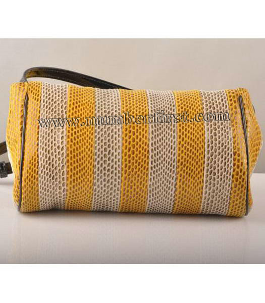 Fendi Flap Snake Leather Bag Yellow&Offwhite-2