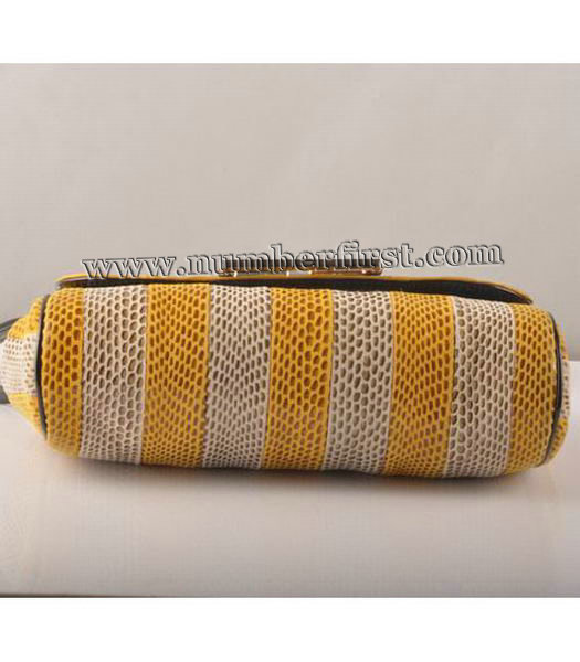 Fendi Flap Snake Leather Bag Yellow&Offwhite-3