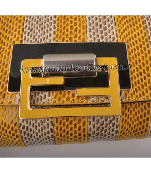 Fendi Flap Snake Leather Bag Yellow&Offwhite-4