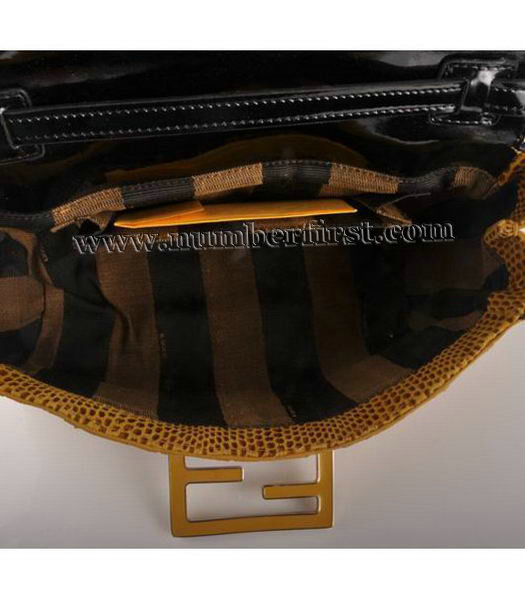 Fendi Flap Snake Leather Bag Yellow&Offwhite-5