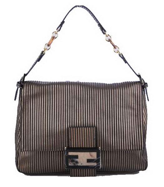 Fendi Forever Mama Shoulder Bag With Black Stripe Leather