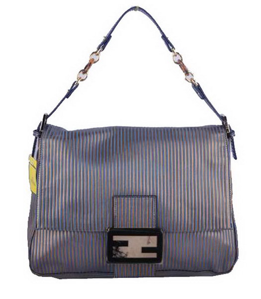 Fendi Forever Mama Shoulder Bag With Blue Stripe Leather