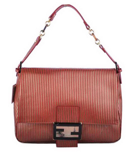 Fendi Forever Mama Shoulder Bag With Red Stripe Leather