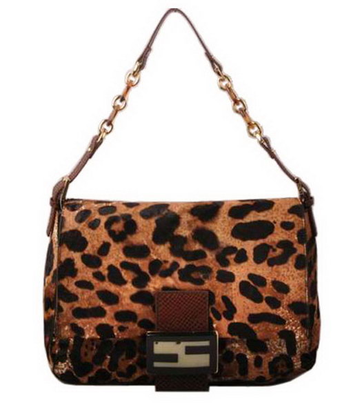 Fendi Forever Mama Shoulder With Coffee Plum Blossom Veins Horsehair Leather