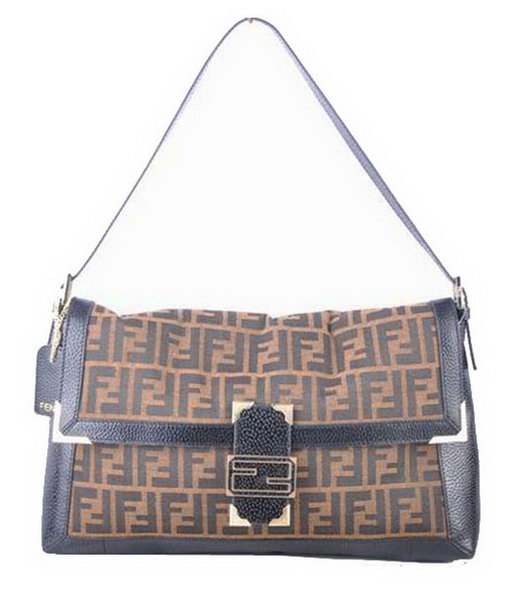 Fendi Forever Mamma Baguette Bag F Fabric with Black Caviar Leather
