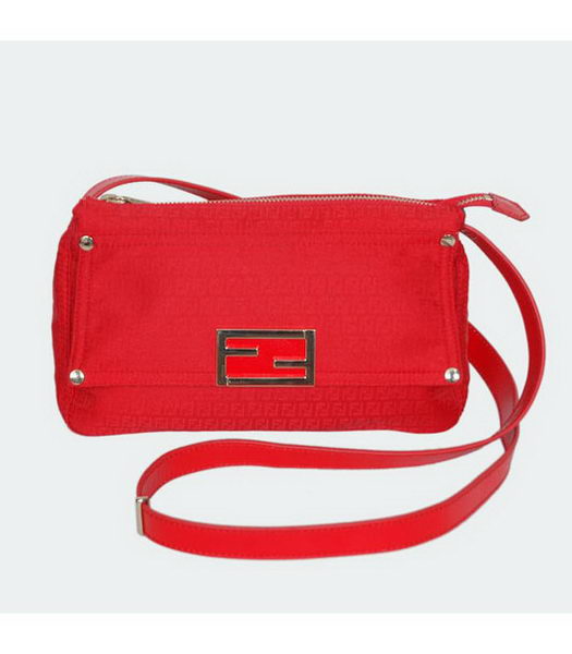 Fendi Forever Zia Shoulder Bag Red with Calfskin Trim