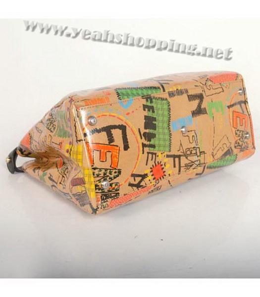 Fendi Graffiti Peekaboo Tote Handbags Light Coffee with Black Strap-2