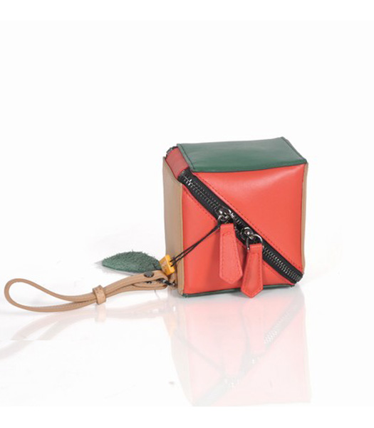 Fendi Green/Apricot/Peach Leather Magic Cube Handbag