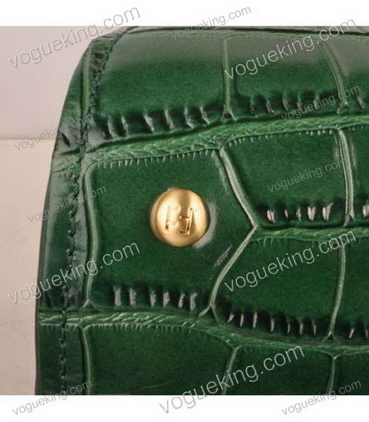 Fendi Green Croc Leather With Ferrari Leather Tote Bag-4