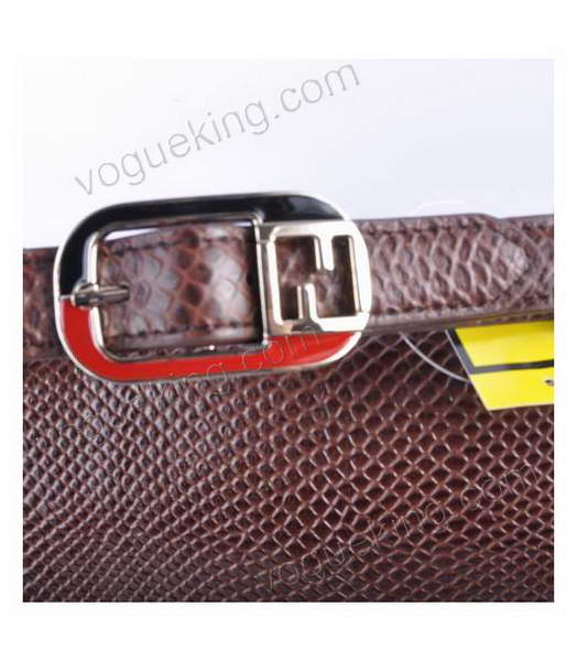 Fendi Grey Wool With Coffee Snake Veins Leather Shoulder Bag-6