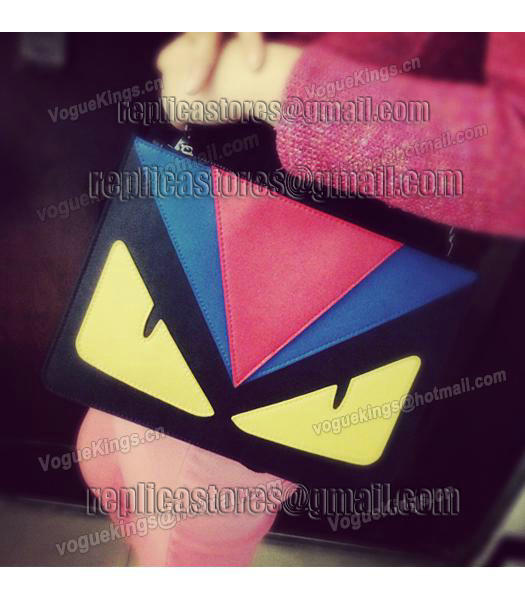 Fendi Hot-sale Fashion Monster Clutch Black/Red Leather-1
