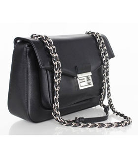 Fendi Iconic Be Baguette Small Bag With Black Original Lambskin Leather