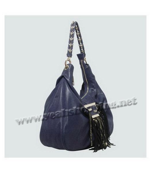 Fendi Lambskin Tote Bag Blue with Black Tassel-1