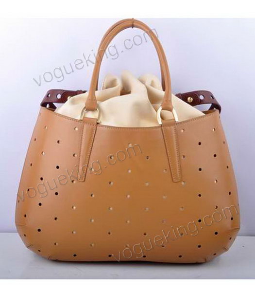 Fendi Large Apricot Perforate Leather Tote Bag -1-2