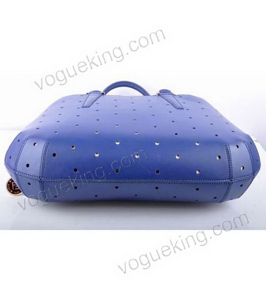 Fendi Large Blue Perforate Leather Tote Bag-3