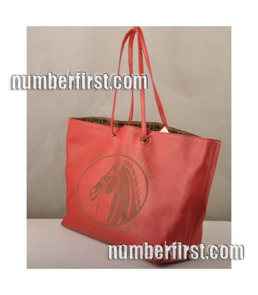 Fendi Large Lichee Grain Leather handbag Red-1