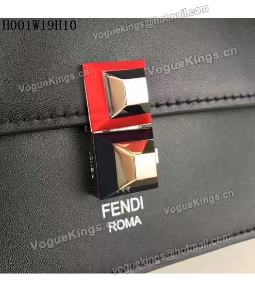 Fendi Latest Black Leather Chains Shoulder Bag-4