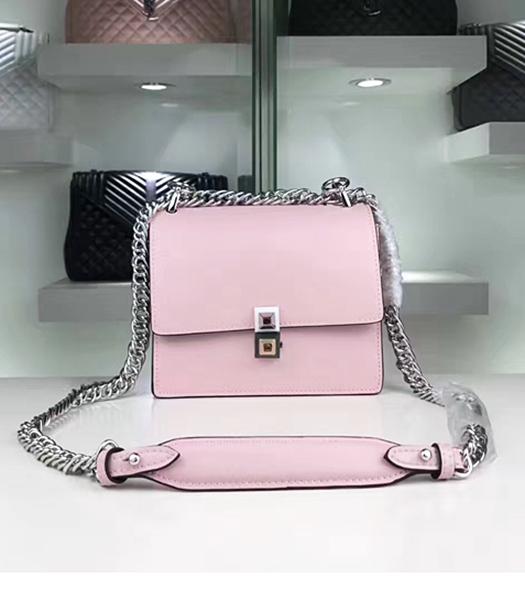 Fendi Latest Pink Leather Chains Shoulder Bag