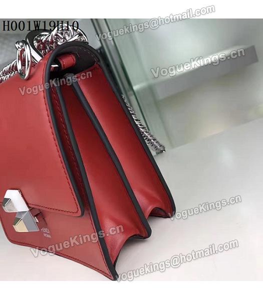 Fendi Latest Red Leather Chains Shoulder Bag-4