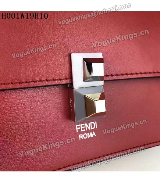 Fendi Latest Red Leather Chains Shoulder Bag-5