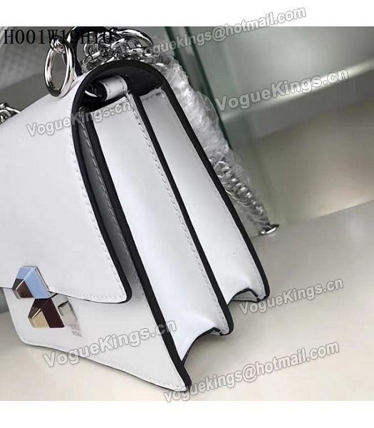 Fendi Latest White Leather Chains Shoulder Bag-5