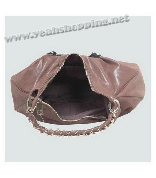 Fendi Leather Tote Bag Coffee with Coffee Tassel-4