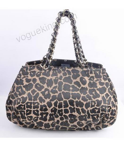 Fendi Leopard Fabric with Black Patent Leather Tote Bag-2
