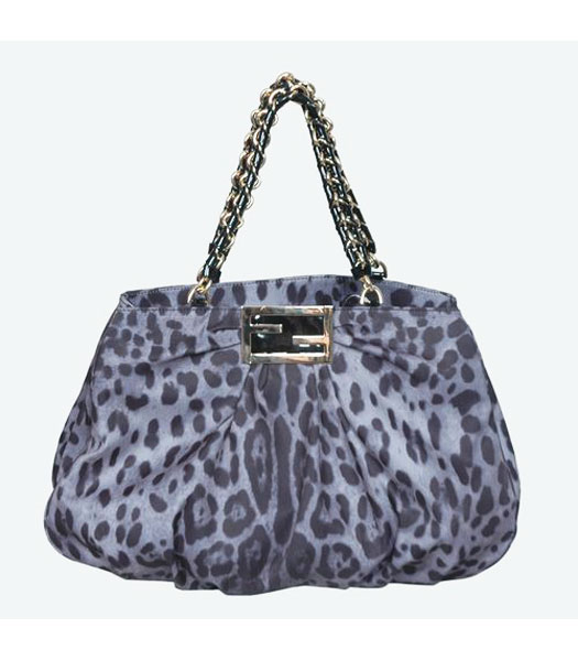Fendi Leopard Pattern Mia Chain Bag Grey