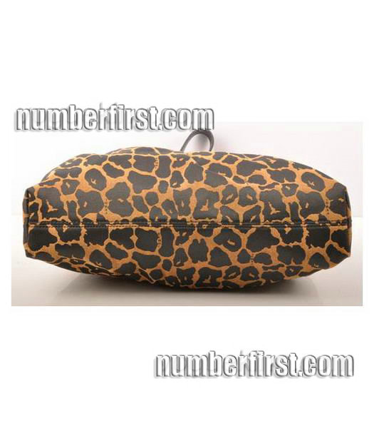 Fendi Leopard Print Fabric with Black Leather Handbag -1-2