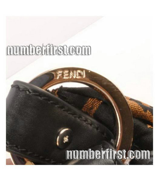 Fendi Leopard Print Fabric with Black Leather Handbag -1-5