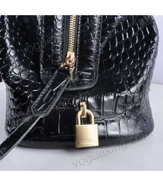 Fendi Long Frame Tote Bag With Black Croc Veins Leather-5