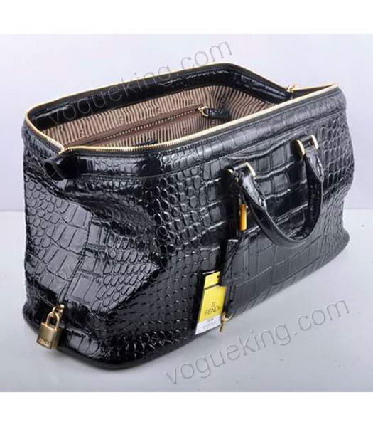 Fendi Long Frame Tote Bag With Black Croc Veins Leather-6