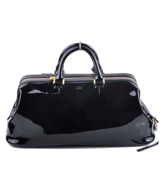 Fendi Long Frame Tote Bag With Black Patent Leather