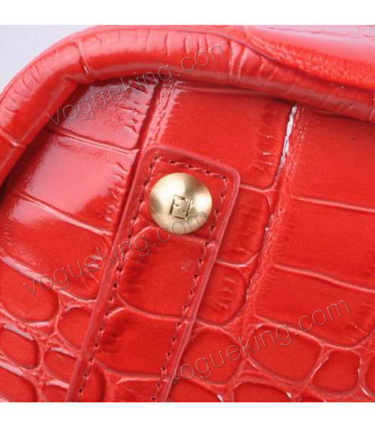 Fendi Long Frame Tote Bag With Red Croc Veins Leather-4