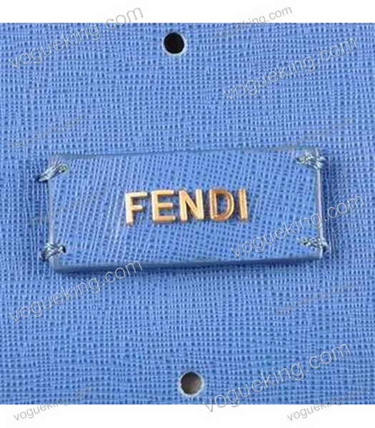 Fendi Medium Shopping Bag Blue Calfskin Leather Covered By Holes-4