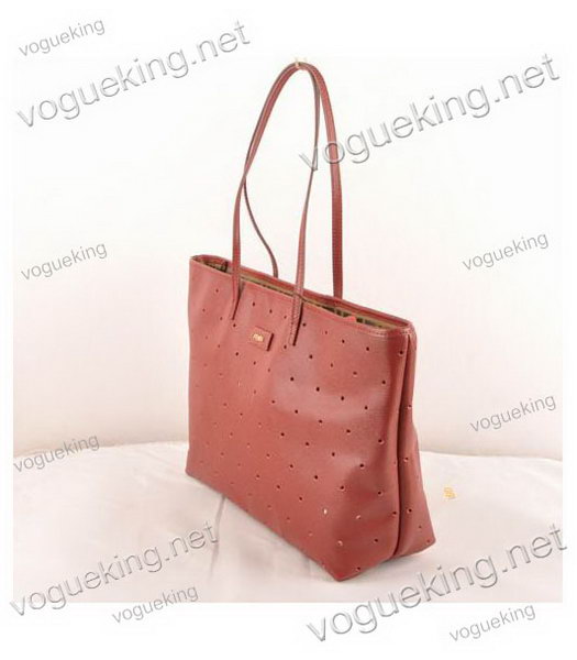 Fendi Medium Shopping Bag Dark Red Roll Perforated Leather-1