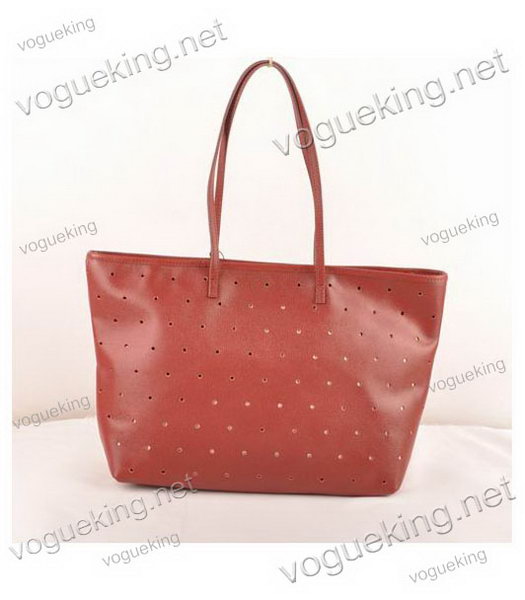 Fendi Medium Shopping Bag Dark Red Roll Perforated Leather-2