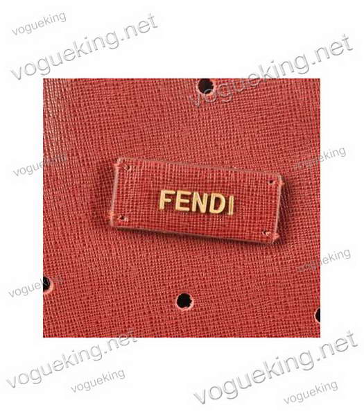 Fendi Medium Shopping Bag Dark Red Roll Perforated Leather-4