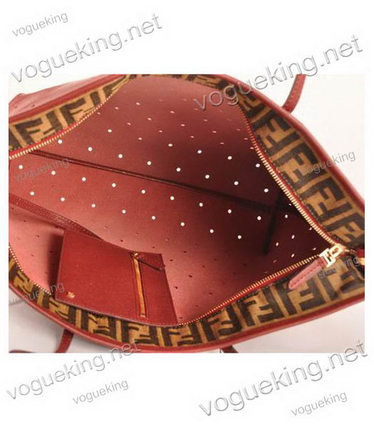 Fendi Medium Shopping Bag Dark Red Roll Perforated Leather-5