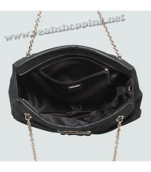 Fendi Mia Zucca Logo Leather Shoulder Bag Black Leather-4