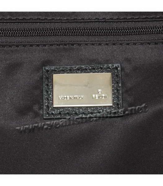 Fendi Mia Zucca Logo Leather Shoulder Bag Black Leather-5