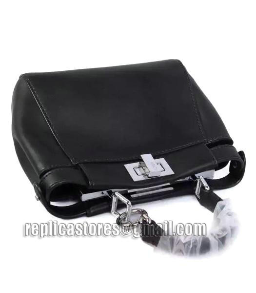 Fendi Micro Peekaboo Black Leather Small Tote Bag Silver Metal-3