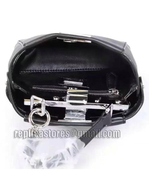 Fendi Micro Peekaboo Black Leather Small Tote Bag Silver Metal-5