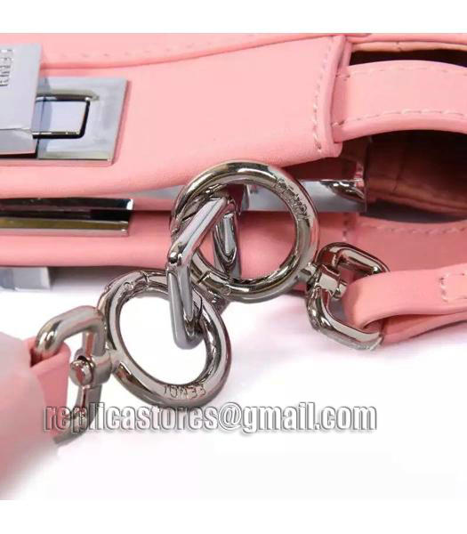 Fendi Micro Peekaboo Cherry Pink Leather Small Tote Bag Silver Metal-3