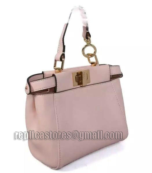 Fendi Micro Peekaboo Pink Leather Small Tote Bag Golden Metal-1