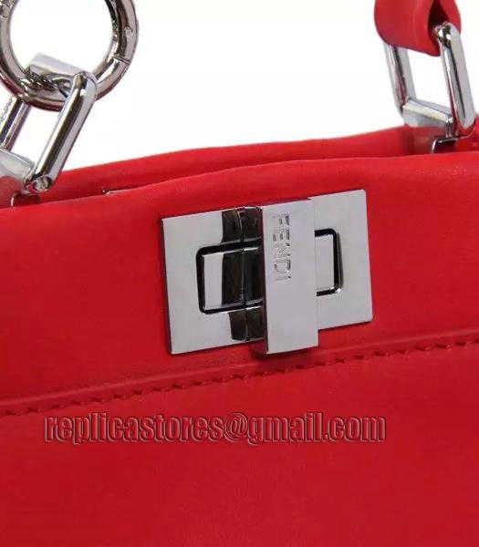 Fendi Micro Peekaboo Red Leather Small Tote Bag Silver Metal-1